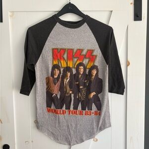 Vintage KISS rock band 1983-1984 world tour raglan baseball tee long sleeve
